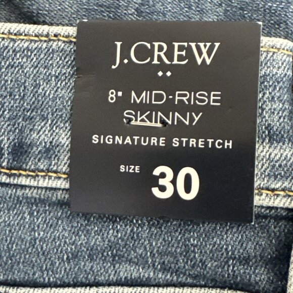 J.Crew Women's 30 Signature Stretch Denim 8" Midrise Skinny Jeans Blue NWT - Picture 9 of 16
